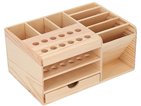 Caja de almacenamiento multifuncional para herramientas, organizador de herramientas de reparación, compartimentos múltiples de madera, caja de piezas de herramientas de mano de