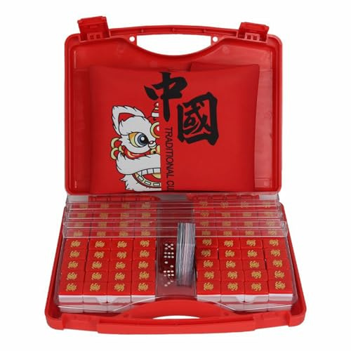 Traditionelles Chinesisches Majong Spiel,Tragbarer Mahjong Brettspiel Set,Mini Mahjong Set Box Tragbar,144 Majong Spielsteine mit Box,Komplette Mahjong-Spielsets,für Tabletop Spiel Brettspiel