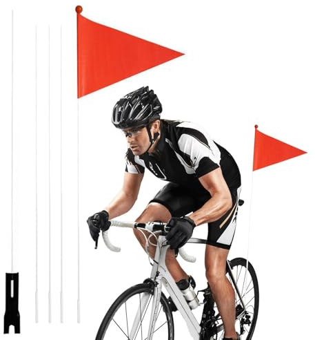 Generisch Fahrrad-Sicherheitsflagge - Fahrradflagge mit Stange - wasserdichte 2,2 m Outdoor-Flaggen,Robuste Fahnenmast-Fahrradfahne für Kinder, Fahrrad, Outdoor, Radfahren, Fahrrad, Kinder