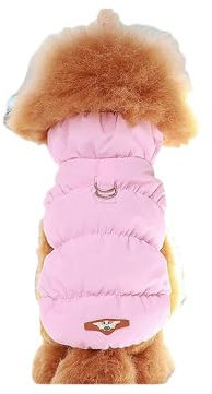 DTEYSD Hundebekleidung Katze Und Hundekleidung Winterweste Warme Schnalle Baumwollmantel Welpe Kleidung Zweibeinige Kleidung Haustierkleidung-rosa-45 cm Lang