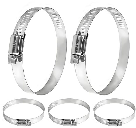 WEDEHE 5 Pcs Hose Clips, Adjustable Large Hose Clamp 304 Stainless Steel, 141-165mm Range Pipe Clips, Tube Clamp for Pool, Pond and Garden