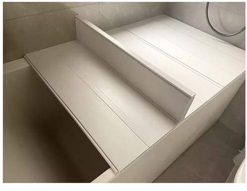 ShAzanz Bandeja Bañera Plegable Cubierta de Bañera Estante PVC Tapa de Baño, Impermeable Bandejas for Bañera for Baños Leyendo Relajante Soporte, Grosor 1,2cm, 19 Tamaño Plegable(70x150x1.2cm)