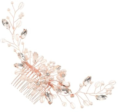 VALICLUD Haarkamm Aus Glas Für Braut Hochzeit Seitenkamm Mit Strassblumen Haarspangen Für Brautjungfern Eleganter Haarschmuck Aus Roségold
