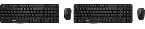 Rapoo Clavier et Souris sans Fil X 1800s (Pack Kit Clavier Souris sans Fil 2.4GHz, Dongle Nano USB, Autonomie 12mois, Souris Optique 1000DPI, Clavier AZERTY FR, Pavé Numérique, pour PC, Laptop) Noir