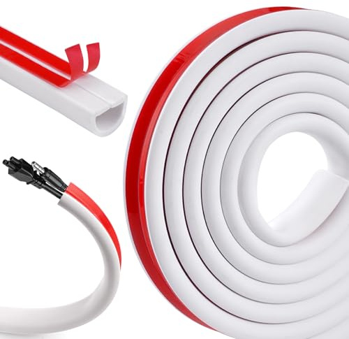 3 Metros Canaleta Cables Pared Adhesivo, Canaleta Adhesiva Canales de Cable Semicirculares 15 * 10mm Canaleta de Cables Autoadhesiva de PVC Flexible para Cables de TV en Paredes, para Pared, Despacho