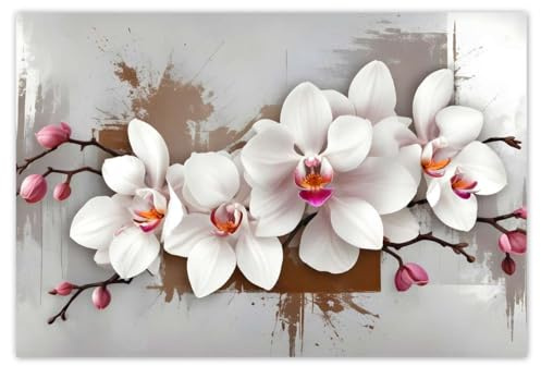 H10403M_NS1AU Stickers muraux Motif orchidée blanche 185 x 125 cm