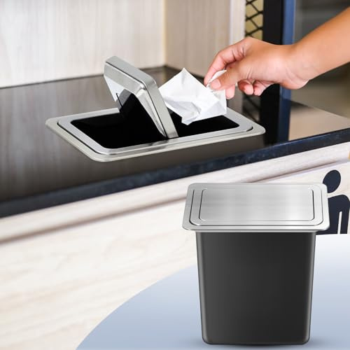 2.6 Gallon / 10 Lite Drop in Countertop Trash Can with Swing Top Lid
