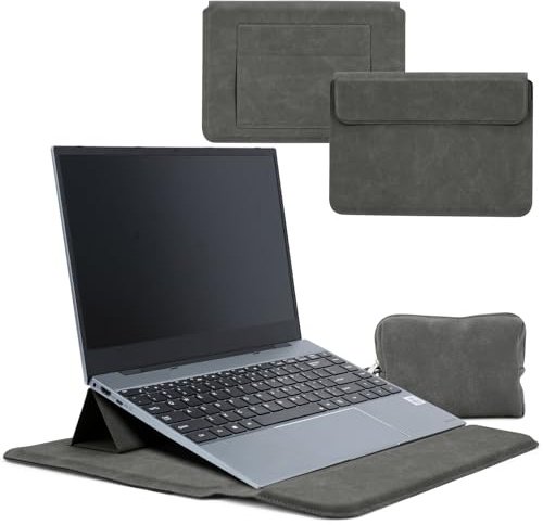 HaruYo 12-13-14-15-15.6-16 Pollici Custodia per laptop con Supporto Integrato e Polsiere, PU Pelle Portatile Sleeve per MacBook Air/Pro/Surface Dell Lenovo HP ASUS Acer 15-16 Pollici
