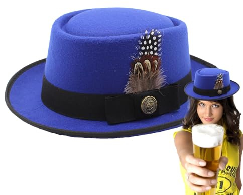 Generisch Costume da cappello da Oktoberfest in melone nero, cappello tedesco, con piume, emblemi, abbigliamento Oktoberfest, da donna, accessorio per costume da Oktoberfest, versatile