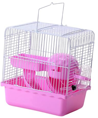 Fenteer Meerschweinchenkäfig, Reisekäfig für Ratten, belüftetes Zubehör, leicht zu tragen, für vorübergehende Unterbringung, Mehrzweck-Transportbox für, Rosa