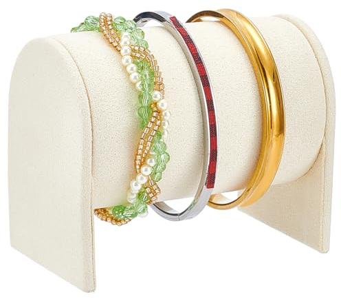 PH PandaHall Présentoir à Bracelets Organisateur de Bracelets en Velours Présentoir à Bijoux Support pour Montres Support pour Bijouteries à Domicile, Beige 5.2x8.7x7.15cm