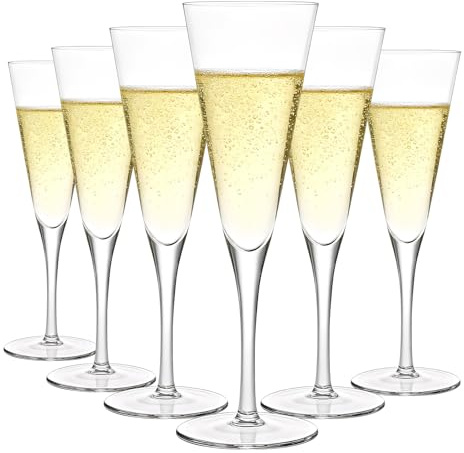 6 PCS Champagne Glasses, 142ml Clear Champagne Flutes, Perfect for Weddings Birthdays Parties and Celebrations Elegant Durable Champagne Cups