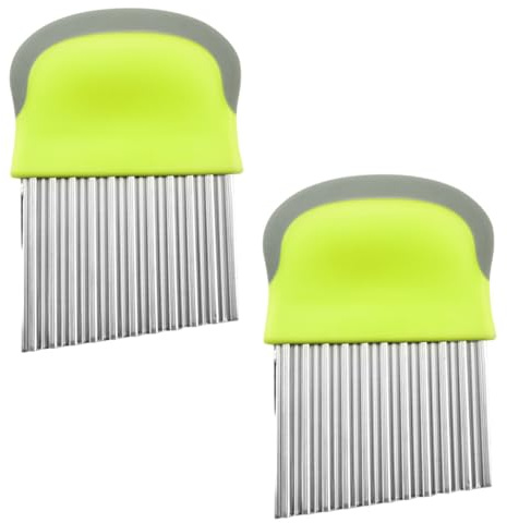 OSALADI Lot de 2 Coupe-Pommes de Terre Ondulés en Acier Inoxydable Coloris Vert Taille Compacte Lame Crantée pour Légumes et Fruits Accessoire Cuisine Pratique pour Frites Maison et