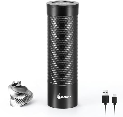 ELMWAY Honeycomb Portable Electric Coffee Grinder, 5-Star Stainless Steel Burr, Metal Body, One-Touch Auto-Stop, with Travel Case for Espresso, Moka Pot, Pour Over & French Press, Black
