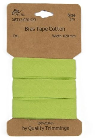 Die Stofftante Baumwoll-Schrägband | vorgefalztes Einfassband | aus Baumwolle | 28 Farben | Coupons á 3 Meter x 20mm (Lime)
