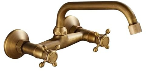 FUKUZL Set doccia pieghevole grigio per vasca da bagno in ottone cromato caldo freddo salvaspazio rubinetto da parete (antico)