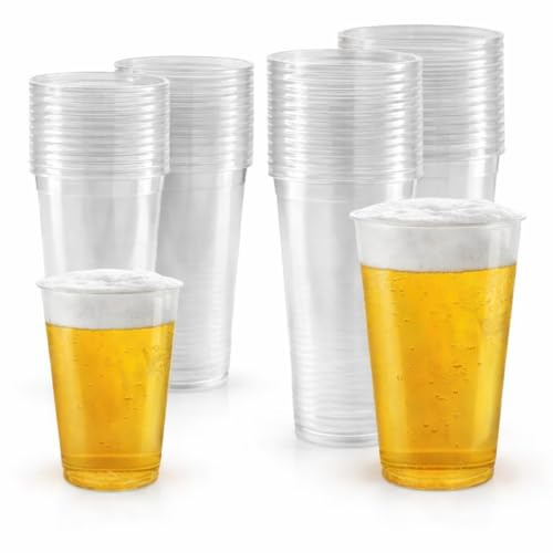 1ABOVE Mixed Plastic Disposable Clear Tumblers (100 Pack) – 50 x 330ml Glasses & 50 x 660ml Glasses, Strong & Durable for Parties, Events & Pubs