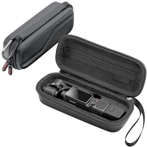 Debmale Osmo Pocket 4 Bärväska - Bärbar Hård Förvaringsväska PU-Skal med Skyddande Fodral för DJI Osmo Pocket 4 Kameratillbehör med Karbinhake