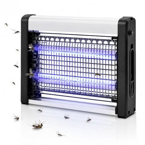 Lampada Antizanzare Elettrica LED UV 4W, Ammazza Zanzare e Mosche Silenzioso con Pennello Integrato, Zanzariera Elettrica Basso Consumo fino a 40m.