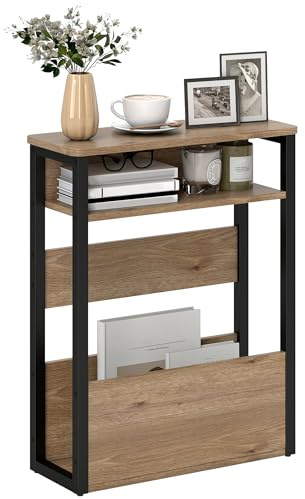 HOMCOM Table d'Appoint Table de Chevet 46 x 18 x 58,5 cm Noyer Foncé