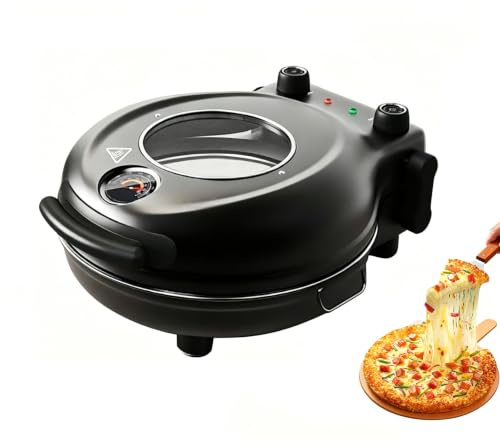 Forno Elettrico Per Pizza Da 1200 W, Forno Per Pizza Con Finestra In Vetro Visibile, Controllo Indipendente Della Temperatura E Del Tempo A 450°, Piastra Di Rivestimento Antiaderente Per Pizza Fatta
