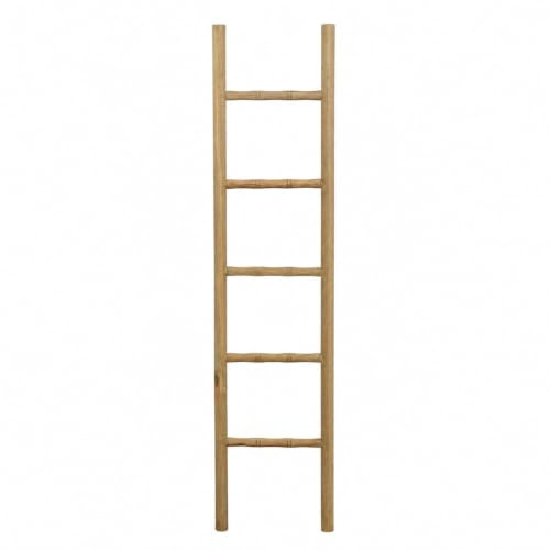 Biscottini Échelle porte-serviettes de salle de bain 35 x 4 x 150 cm – Échelle décorative en bois – Échelle porte-serviettes murale en métal, bambou