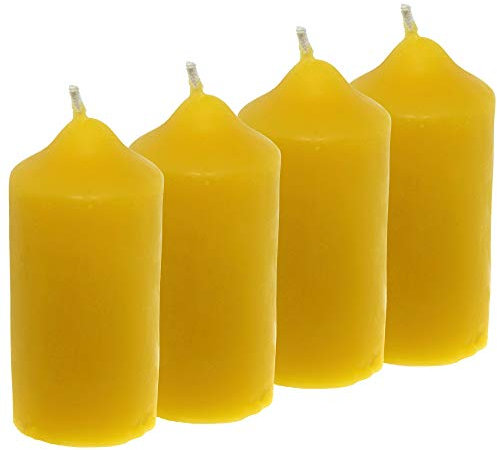 Toms Bienen 4 Stumpenkerzen Durchmesser 4,3 cm aus 100% reinem Bienenwachs; Höhe 8 cm