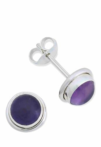 orecchini a bottone in argento 925 con pietra preziosa viola ametista orecchini in vero argento sterling da donna regalo