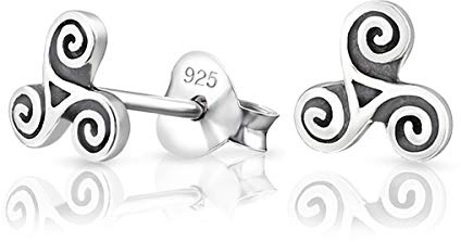 DTPsilver® Petites boucles d'oreilles femme argent 925 - Clous Celtique Triskel - 6 x 6 mm