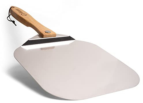Chef Pomodoro Pizzaschieber mit einklappbarem Holzgriff, 30,5 x 35,6 cm - Hochwertige Pizzaschaufel aus Aluminium - Gourmet Pizzaheber für hausgemachte Pizzen, Backen, Brot - Pizza Zubehör