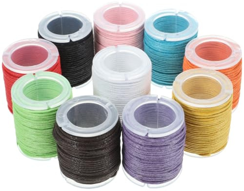 rosenice Gewachste Baumwollschnur 1Mm 10 Rollen Je 10M Wachsschnur Für DIY Schmuckherstellung Halsketten Armbänder Basteln
