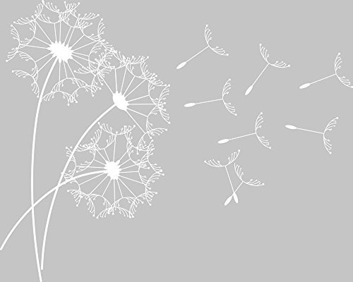 GRAZDesign Wandtattoo Pusteblume groß Wohnzimmer Schlafzimmer Aufkleber Wandaufkleber - 50x40cm / 010 weiss