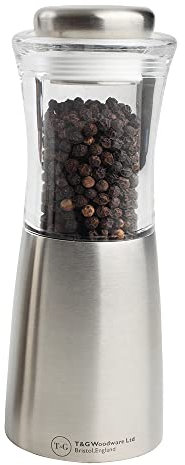 T&G 11717 CrushGrind Apollo Clear Acrylic and Stainless Steel Pepper Mill, 15 cm Clear Acrylic/Stainless Steel