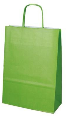200 Papiertragetaschen mit gedrehter Papierkordel Tragetaschen Beutel Tüten (32x12x41cm, kiwi)