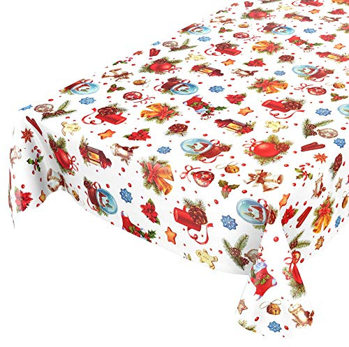 ANRO Wachstuchtischdecke Wachstuch Wachstischdecke Tischdecke Weihnachten Weihnachtskugeln Fest Feier 240x140cm