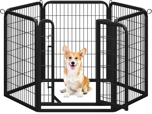 Yaheetech Recinto per Cani Cuccioli Conigli Gatti Animali Domestici da Interno e Esterno Rete Recinzione Ferro 6 pz 65 x 80 cm Pieghevole e Portatile