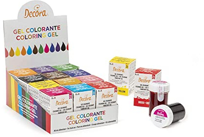 Decora 9600830 Confezione da 12 Gel Colorante Assortiti Decora 28 G, dal colore intenso e brillante
