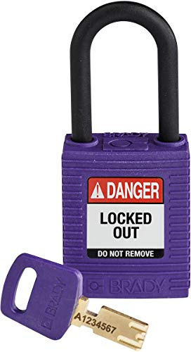 Brady (NYL-PRP-38PL-KD) SafeKey Nylon Lockout-Vorhängeschloss Mit Nylon Bügel 38.00 mm Lila KD - Verschiedenschließende Schlösser 1 Stück