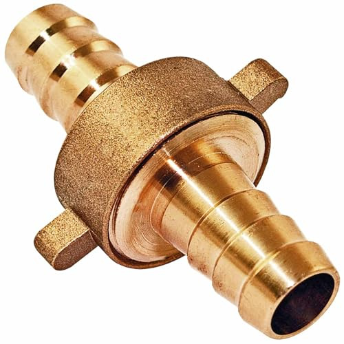 MegaHaustechnik Schlauchverbinder Verschraubung, Tülle außen 25mm, Messing | Trinkwasser geeignet, 3-teilig, mit Dichtung, Schlauchtüllen-Außendurchmesser 25mm für 1 Zoll Schlauch, Kupplung