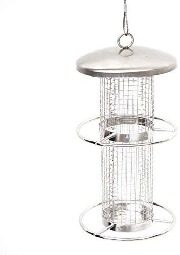 Mendler Vogelfutterstation HWC-G90 Edelstahl 27cm | Futterspender, Futtersäule