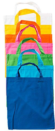 noTrash2003 7 Stück Baumwoll Einkaufstasche Beutel Stoffbeutel Tasche Shopper mit kurzen Henkeln in versch. Farben