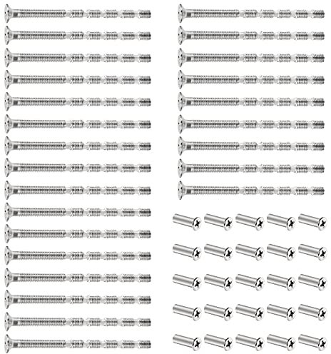 Yangfei 50 Pezzi Viti M4x60mm per Maniglia della Porta viti di fissaggio per maniglie in Placcato Nickel M4 Vite di Collegamento con Manicotto di Collegamento Maschio a Femmina