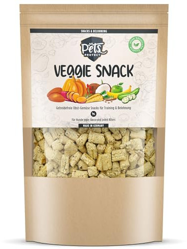 Pets Protect Veggie Snack 150 g | Vegane Leckerlis aus Gemüse & Früchten | Getreidefrei | Ohne künstliche Zusätze | Leckerli für große & kleine Hunde & Welpen | Deutsche Herstellung