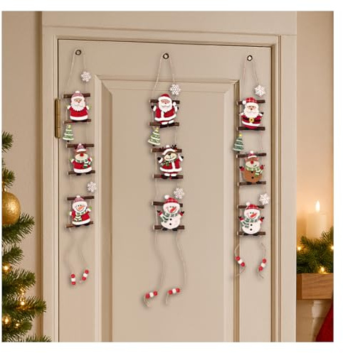 COM-FOUR® 3X Adornos Colgantes para Navidad - Figuras Colgantes de Fieltro - Muñeco de Nieve, Papá Noel y Reno para Colgar en la Pared y Ventana (3 Piezas - decoración Colgante)