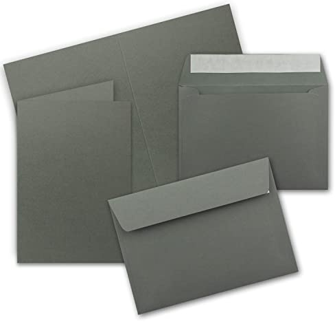 FarbenFroh by GUSTAV NEUSER 25x Faltkarten Set DIN A6 / C6 - Doppelkarten mit Umschlägen - Anthrazit (Grau) - 14,8 x 10,5 cm (105 x 148 mm) - Haftklebung mit Abziehstreifen