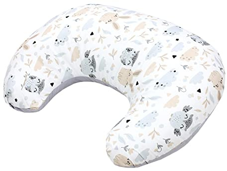 TupTam Baby Stillkissen Klein mit Baumwoll-Bezug, Farbe: Hase/Eule