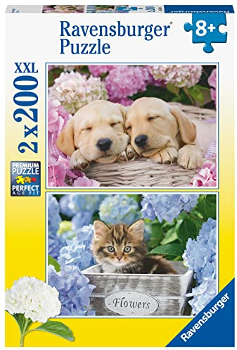 Ravensburger Puzzle Hunde und Kätzchen - 200 Teile Puzzle ab 8 Jahre | 200 Teile Puzzle, Kinderpuzzle ab 8 Jahre, Ravensburger Qualität