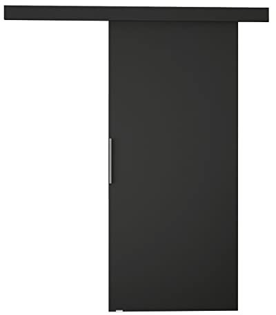Schiebetürsystem Pikano I mit Selbstschließer Zimmertür Aluminiumgriffe Komplett-Set für Schiebetüren, Tür Innentüren Trennwände (Schwarz, Modell: 70)