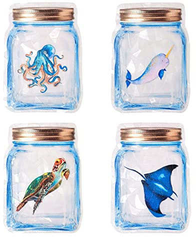 GORGECRAFT 4 Uds. Adhesivos Estáticos para Ventana de Arcoíris con Forma de Botella, Diseño de Animales Marinos, Atrapasoles, Pegatinas para Ventana, Calcomanías para Ventana, Película de Vinilo