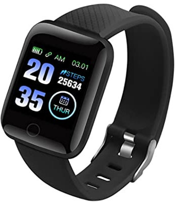HoveeLuty Smart Watch Bluetooth Smart Bracelet 116plus Téléphone Fitness Watch Tests De Pression Artérielle Imperméable pour Hommes Femmes Noir